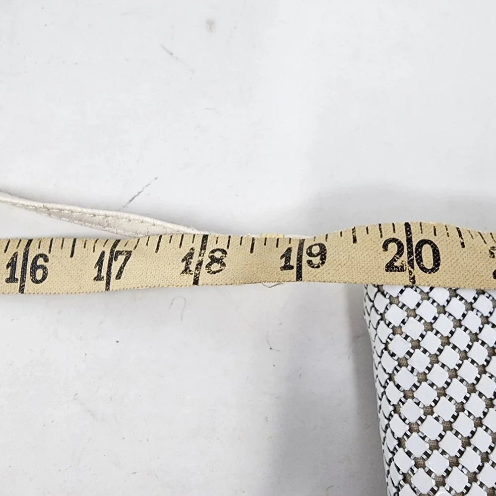Whiting And Davis International White Metal Mesh Clutch Purse Crossbody‎ Bag VTG
